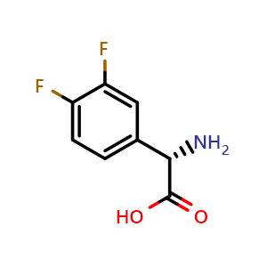 Chemical structure of (S)-a-Amino-3,4-difluorobenzeneacetic acid , CAS 1241682-16-5, AChemBlock P42098