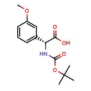 Chemical structure of Boc-(R)-2-amino-2-(3-methoxyphenyl)acetic acid , CAS 1228565-95-4, AChemBlock P42148