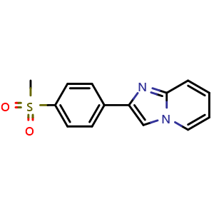 Chemical structure of 2-(4-Methylsulfonylphenyl)imidazo[1,2-a]pyridine , CAS 1222-57-7, AChemBlock P42176