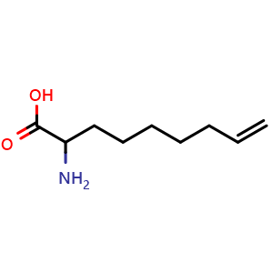 Chemical structure of 2-Amino-8-nonenoic acid , CAS 1222561-61-6, AChemBlock P42177