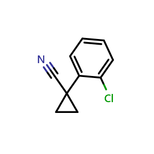 Chemical structure of 1-(2-Chlorophenyl)cyclopropanecarbonitrile , CAS 122143-18-4, AChemBlock P42182