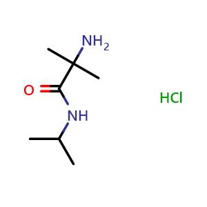 Chemical structure of 2-Amino-2-methyl-N-isopropyl-propanamide hydrochloride , CAS 1220027-57-5, AChemBlock P42191