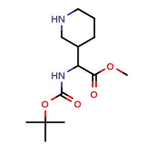 Chemical structure of a-(Boc-amino)-3-piperidineacetic acid methyl ester , CAS 1219331-78-8, AChemBlock P42196