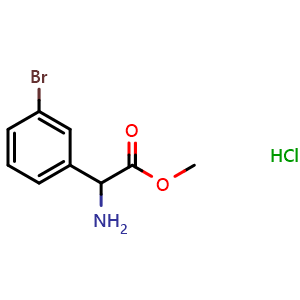 Chemical structure of Methyl a-amino-3-bromobenzeneacetate hydrochloride , CAS 1219198-88-5, AChemBlock P42200