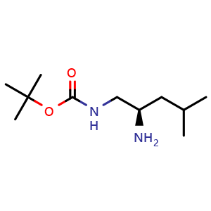 Chemical structure of (R)-tert-Butyl 2-amino-4-methylpentylcarbamate , CAS 1218944-36-5, AChemBlock P42205