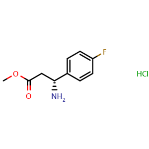Chemical structure of R-Methyl 3-amino-3-(4-fluorophenyl)propanoate hydrochloride , CAS 1217792-89-6, AChemBlock P42210