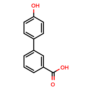 Chemical structure of 4'-Hydroxy-biphenyl-3-carboxylic acid , CAS 121629-21-8, AChemBlock P42237