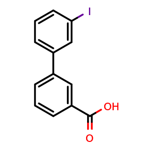 Chemical structure of 3'-Iodobiphenyl-3-carboxylic acid , CAS 1215206-40-8, AChemBlock P42243