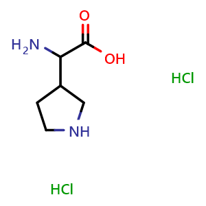 Chemical structure of a-Amino-3-pyrrolidineacetic acid dihydrochloride , CAS 1910707-55-9, AChemBlock P42247