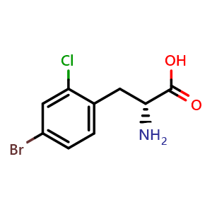 Chemical structure of 4-Bromo-2-chloro-D-phenylalanine , CAS 1213929-66-8, AChemBlock P42257