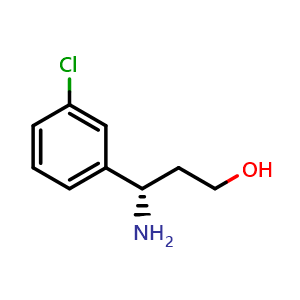 Chemical structure of (S)-g-Amino-3-chlorobenzenepropanol , CAS 1212999-20-6, AChemBlock P42271