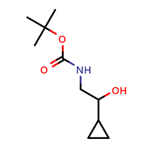 Chemical structure of N-Boc-(2-Cyclopropyl-2-hydroxyethyl)amine , CAS 121102-91-8, AChemBlock P42283