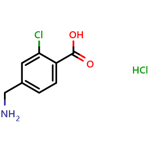 Chemical structure of 4-(Aminomethyl)-2-chlorobenzoic acid hydrochloride , CAS 1208507-67-8, AChemBlock P42290