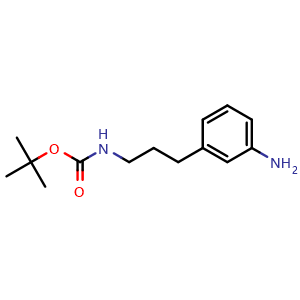Chemical structure of 3-(3-Boc-aminopropyl)aniline , CAS 1208170-37-9, AChemBlock P42292