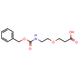 Chemical structure of 3-[2-(Cbz-amino)ethoxy]propanoic acid , CAS 1205751-19-4, AChemBlock P42307