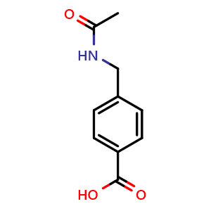 Chemical structure of 4-[(Acetylamino)methyl]benzoic acid , CAS 1205-58-9, AChemBlock P42308