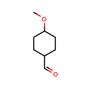 Chemical structure of 4-Methoxycyclohexanecarboxaldehyde , CAS 120552-57-0, AChemBlock P42309