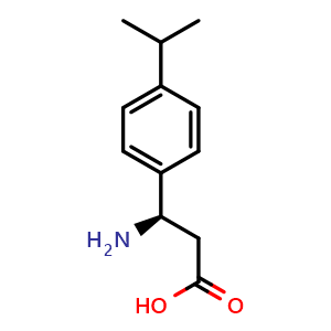 Chemical structure of (R)-b-Amino-4-(1-methylethyl)benzenepropanoic acid , CAS 1196690-98-8, AChemBlock P42357