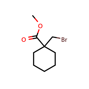 Chemical structure of Methyl 1-(bromomethyl)cyclohexanecarboxylate , CAS 1195430-98-8, AChemBlock P42362