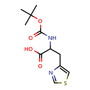 Chemical structure of Boc-3-(4-Thiazolyl)-DL-alanine , CAS 119378-93-7, AChemBlock P42371