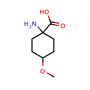 Chemical structure of 4-Methoxy-1-amino-cyclohexanecarboxylic acid , CAS 1192066-93-5, AChemBlock P42377