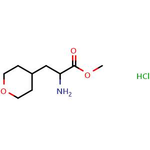 Chemical structure of Methyl 2-amino-3-(tetrahydropyran-4-yl)propanoate hydrochloride , CAS 1192057-13-8, AChemBlock P42378