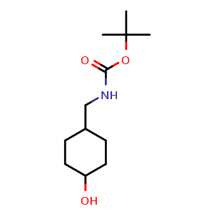 Chemical structure of 4-[(Boc-amino)methyl]cyclohexanol , CAS 1188475-96-8, AChemBlock P42392