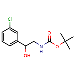 Chemical structure of 2-(Boc-amino)-1-(3-chlorophenyl)ethanol , CAS 1187983-89-6, AChemBlock P42397