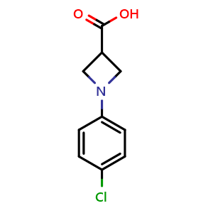 Chemical structure of 1-(4-Chlorophenyl)-3-azetidinecarboxylic acid , CAS 1187933-29-4, AChemBlock P42398