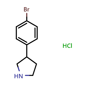 Chemical structure of 3-(4-Bromophenyl)pyrrolidine hydrochloride , CAS 1187931-39-0, AChemBlock P42400
