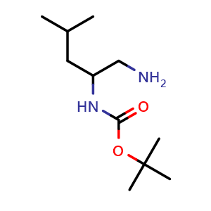 Chemical structure of 2-(Boc-amino)-4-methyl-pentanamine , CAS 1186663-67-1, AChemBlock P42412