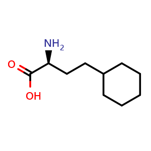 Chemical structure of (S)-2-Amino-4-cyclohexylbutanoic acid , CAS 116622-38-9, AChemBlock P42487