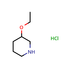 Chemical structure of 3-Ethoxypiperidine hydrochloride , CAS 1159826-79-5, AChemBlock P42499