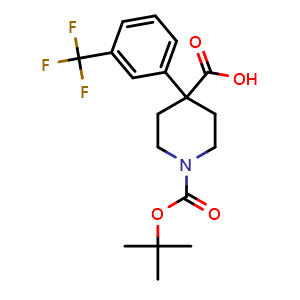 Chemical structure of 1-Boc-4-(3-CF3-phenyl)-4-carboxypiperidine , CAS 1158750-61-8, AChemBlock P42507