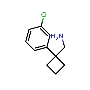Chemical structure of 1-(3-Chlorophenyl)-cyclobutanemethanamine , CAS 115816-34-7, AChemBlock P42511