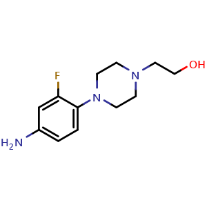 Chemical structure of 4-(4-Amino-2-fluorophenyl)-1-piperazineethanol , CAS 1155522-89-6, AChemBlock P42517