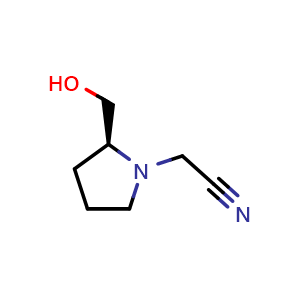 Chemical structure of (S)-2-(Hydroxymethyl)-1-pyrrolidineacetonitrile , CAS 115531-69-6, AChemBlock P42518