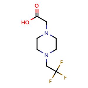 Chemical structure of 2-[4-(2,2,2-Trifluoroethyl)piperazin-1-yl]acetic acid , CAS 1154956-49-6, AChemBlock P42519