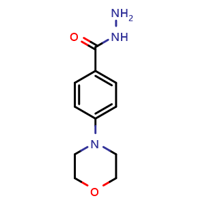Chemical structure of 4-(4-Morpholinyl)benzoic acid hydrazide , CAS 1135282-82-4, AChemBlock P42578