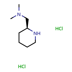 Chemical structure of (2S)-N,N-Dimethyl-2-piperidinemethanamine dihydrochloride , CAS 2517637-17-9, AChemBlock P42604