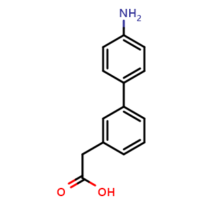 Chemical structure of 4'-Amino-biphenyl-3-acetic acid , CAS 1123169-03-8, AChemBlock P42608