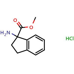 Chemical structure of 1-Amino-1-indancarboxylic acid methyl ester hydrochloride , CAS 111140-84-2, AChemBlock P42631