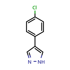 Chemical structure of 4-(4-Chlorophenyl)-1H-pyrazole , CAS 111016-47-8, AChemBlock P42637
