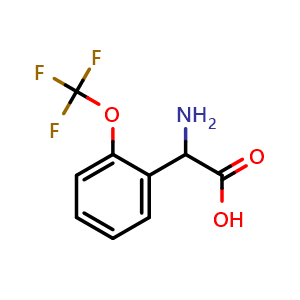 Chemical structure of a-Amino-2-(trifluoromethoxy)benzeneacetic acid , CAS 1101781-50-3, AChemBlock P42658