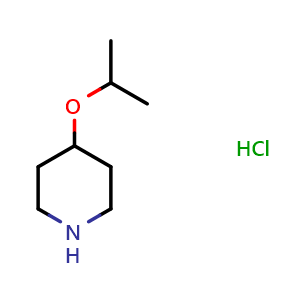 Chemical structure of 4-(1-Methylethoxy)piperidine hydrochloride , CAS 1097146-30-9, AChemBlock P42674