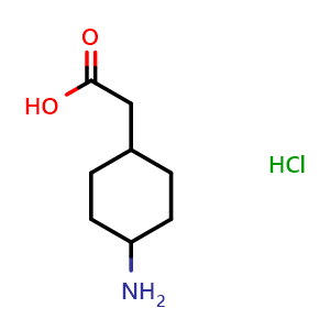 Chemical structure of 4-Amino-cyclohexaneacetic acid hydrochloride , CAS 109572-36-3, AChemBlock P42675