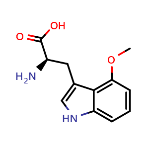 Chemical structure of 4-Methoxy-D-tryptophan , CAS 1094396-87-8, AChemBlock P42686