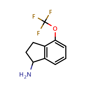 Chemical structure of 4-(Trifluoromethoxy)indan-1-amine , CAS 1083090-92-9, AChemBlock P42724