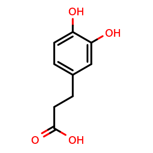 Chemical structure of 3,4-Dihydroxy-benzenepropanoic acid , CAS 1078-61-1, AChemBlock P42738