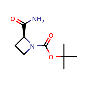 Chemical structure of (S)-1-Boc-azetidine-2-carboxamide , CAS 105443-94-5, AChemBlock P42813